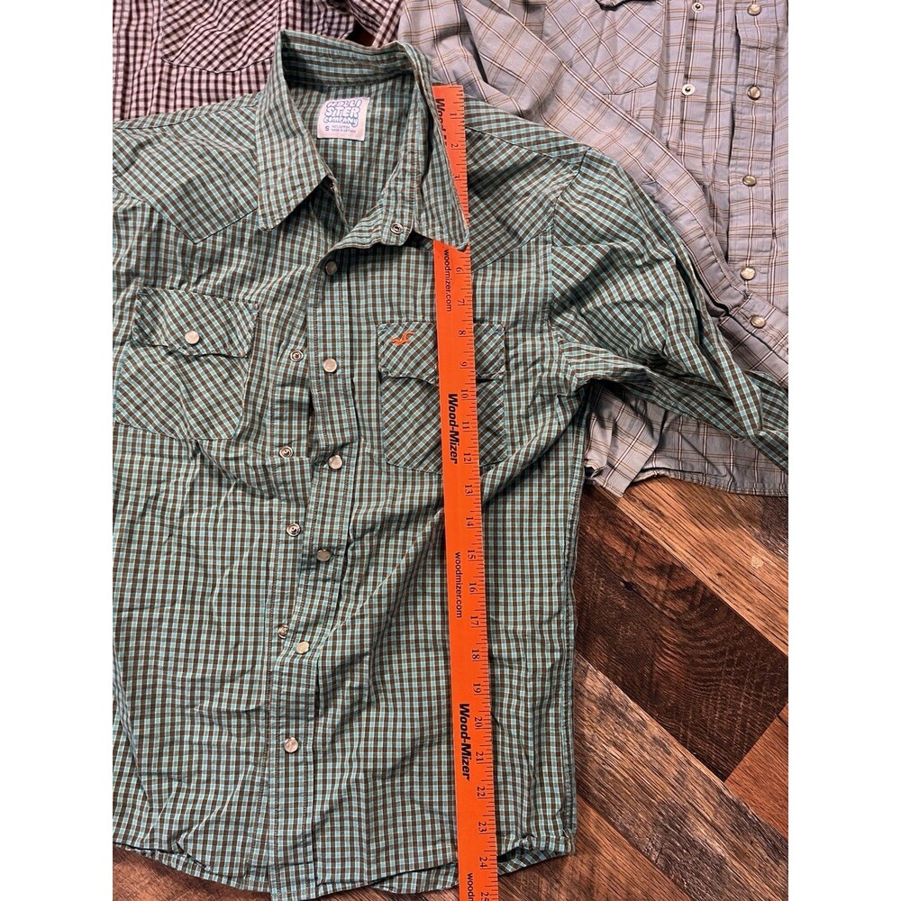 Hollister Western Pearl Snap Shirt Lot 3 Small Plaid Long Sleeve Button Up - Picture 5 of 11